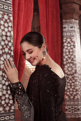 Maria B Mbroidered saree Grey and Black (BD-2504)