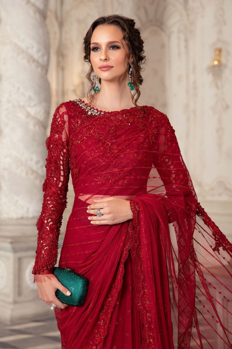 Maria B Couture saree Red MC-051