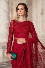 Maria B Couture saree Red MC-051